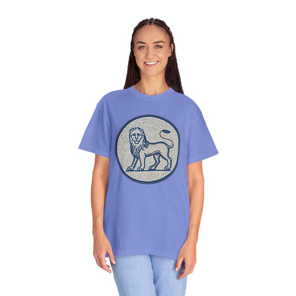 Blue Grey Mosaic Lion T-Shirt | Ancient Animal Graphic Tee | Comfort Colors