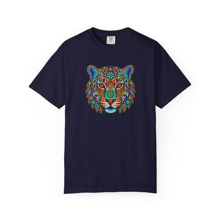 Psychedelic Huichol Jaguar Graphic T-Shirt | Colorful Mexican Art Tee