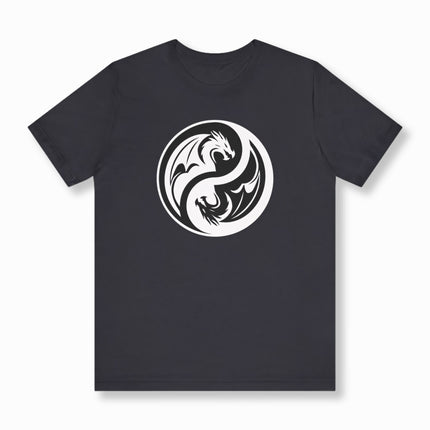 Yin Yang Dragon T-Shirt | Black and White Symbolic Unisex Tee | V3