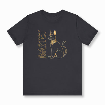 Bastet Cat Gold Egyptian T-Shirt | Ancient Egypt Goddess Text and Graphic Tee V3