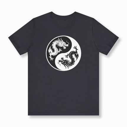 Chinese Dragon Yin Yang T-Shirt | Opposing Serpents Graphic Tee | V4