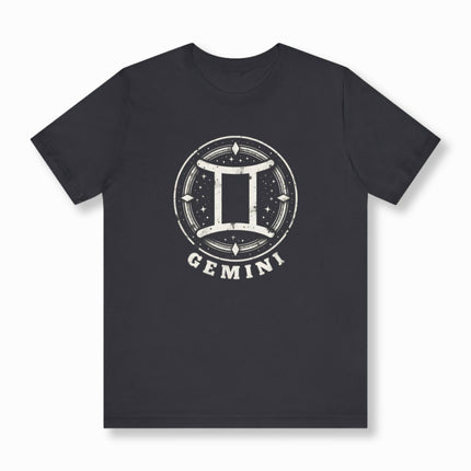 Gemini Zodiac Sign T-Shirt | Astrology Symbol Graphic and Text Tee | V4