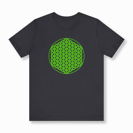 Flower of Life Sacred Geometry T-Shirt | Green Graphic Unisex Tee V2
