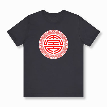 Red Chinese Shou Longevity Symbol T-Shirt | Unisex Graphic Tee V4
