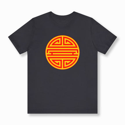 Chinese Shou Longevity Symbol Red and Gold Graphic T-Shirt | Unisex Tee V1