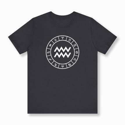 Aquarius Zodiac Wheel T-Shirt | Symbolic Design Unisex Tee | V2