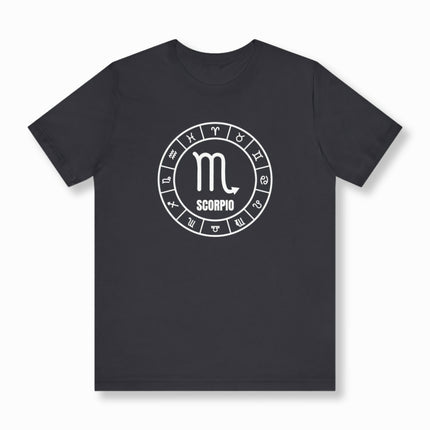 Scorpio Astrology Sign T-Shirt | Zodiac Symbol Text and Graphic Tee | V1