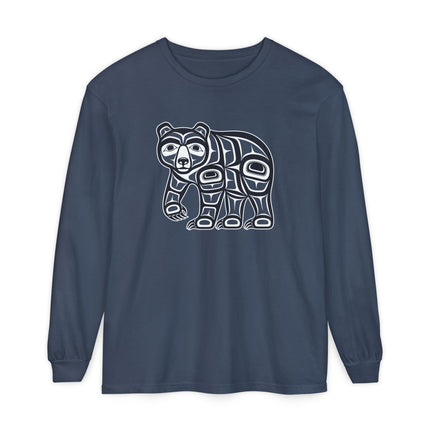 Formline Bear Long Sleeve T-Shirt | Red and White Wildlife Graphic Tee