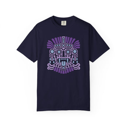 Tlaloc Aztec Rain God T-Shirt | Blue and Teal Geometric Face Design Tee