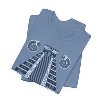 Mayan Pyramid T-Shirt | Gold Stepped Temple with Serpents Tee