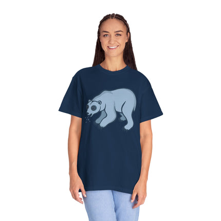 Goofy Blue Polar Bear Spitting Snow T-Shirt | Arctic Animal Tee
