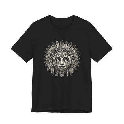 Tribal Lunar Mask Mandala Art T-Shirt | Sacred Geometry Tee
