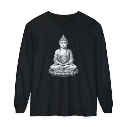 Meditating Buddha T-Shirt | Seated Lotus Figure Long Sleeve Tee
