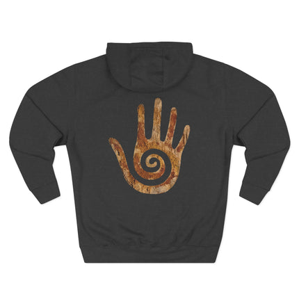 Hopi healing hand symbol featuring a central spiral design.