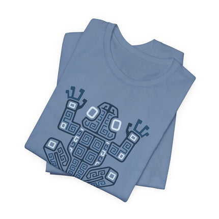 Mayan Frog T-Shirt | Olive and Cream Geometric Amphibian Design Tee