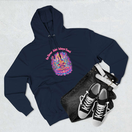 Lakshmi Goddess art hoodie featuring the Om Shreem Mahalakshmyai Namah mantra for spiritual wear.