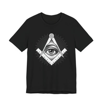 All-Seeing Eye Square and Compass T-Shirt | Esoteric Symbolism Tee