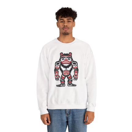 Sasquatch Bigfoot Sweatshirt | Pacific Northwest Indigenous Art Pullover Sweatshirt