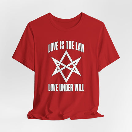 Love Is The Law Unicursal Hexagram Thelema T-Shirt | Crowley Thelema Graphic Tee V2