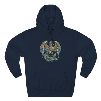Vibrant Homa Bird phoenix graphic hoodie featuring detailed mythological art.