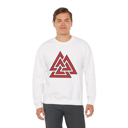 Red Valknut Norse Symbol Sweatshirt | Viking Asgard Symbol Unisex Pullover V1