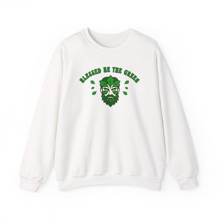Green Man pagan nature god sweatshirt pullover featuring mystical forest imagery.