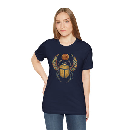 Khepri Scarab Egyptian Sun God T-Shirt | Winged Beetle Hieroglyphs Tee