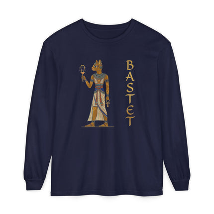 Egyptian Goddess Bastet T-Shirt | Feline Deity Art Long Sleeve Tee