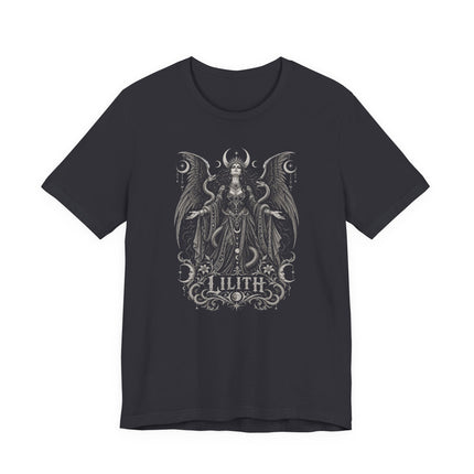 Lilith T-Shirt | Winged Gothic Figure with Serpents and Moons Tee