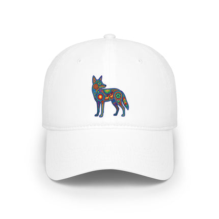 Huichol Coyote DTF Print Baseball Cap | Indigenous Mexican Art Hat