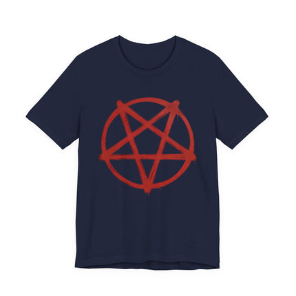 Red Spray Paint Inverted Pentagram T-Shirt | Occult Gothic Graffiti Pentacle Tee