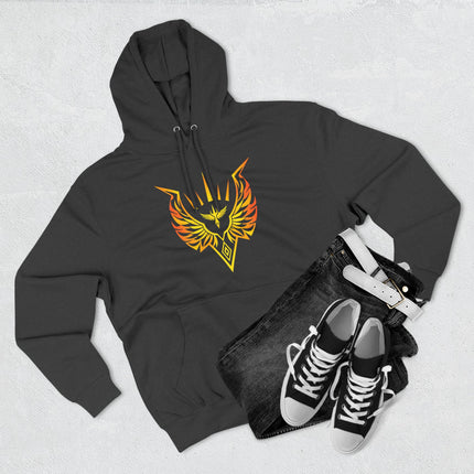 Norse Valkyrie warrior emblem graphic on a black pullover hoodie.