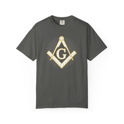 Masonic Square and Compass Black Graphic T-Shirt | Sacred Geometry Tee