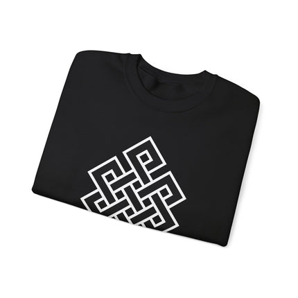 Endless Knot Buddhist Symbol Sweatshirt | Black and White Unisex Pullover V1