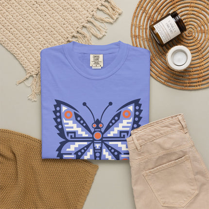 Aztec Butterfly T-Shirt | Red and Turquoise Geometric Wing Design Tee