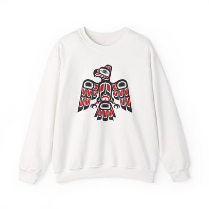 Indigenous raven formline art pullover featuring Pacific Northwest cultural designs.