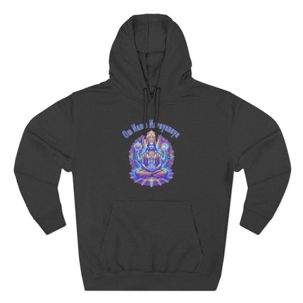 Om Namah Narayanaya Vishnu mandala hoodie featuring psychedelic Hindu spiritual art.