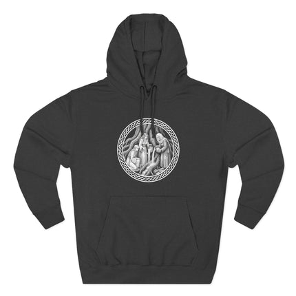 Norns fate weavers circular design, representing Norse mythology and destiny.