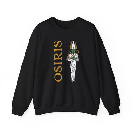 Osiris Egyptian god mummy graphic print on unisex pullover sweatshirt.