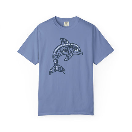 Mayan Dolphin T-Shirt | Turquoise Mesoamerican Inspired Graphic Tee