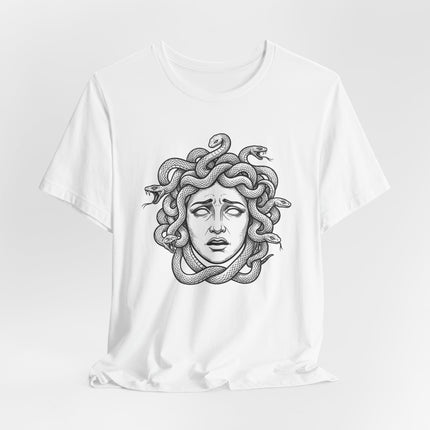 Distressed Medusa T-Shirt | Greek Mythology Gorgon Snake Hair Tee | Head