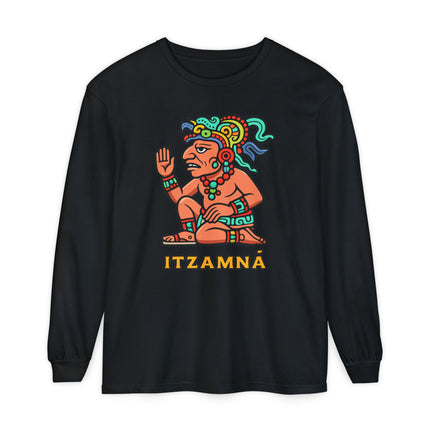 Itzamna Maya Deity Long Sleeve T-Shirt | Mesoamerican Graphic