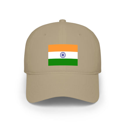Beige baseball cap with the Indian tricolor flag and Ashoka Chakra design.