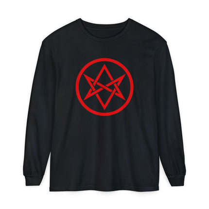 Unicursal Hexagram Long Sleeve T-Shirt | Red Occult Geometry