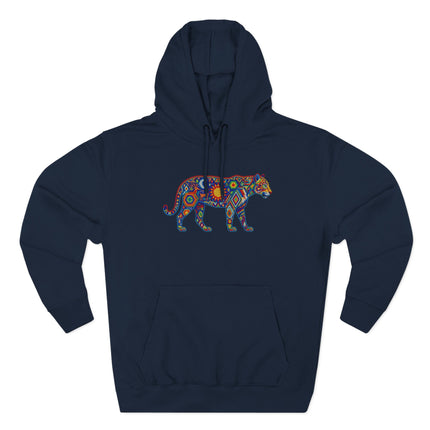Colorful Huichol Jaguar Hoodie | Indigenous Folk Art Pullover Hoodie