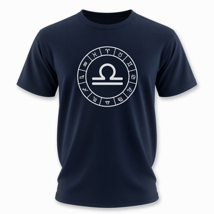 Libra Astrology Wheel and Sign T-Shirt | Zodiac Symbol Unisex Tee | V8