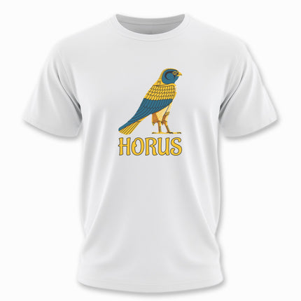 Egyptian God Horus T-Shirt | Ancient Egypt Falcon Graphic and Text Tee | V4