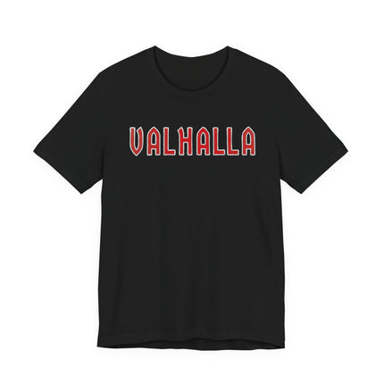 VALHALLA Norse Mythology Viking T-Shirt | Bold Red Letter Text Tee
