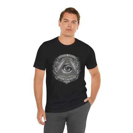 Black t-shirt featuring the Eye of Providence and All-Seeing Eye symbol.