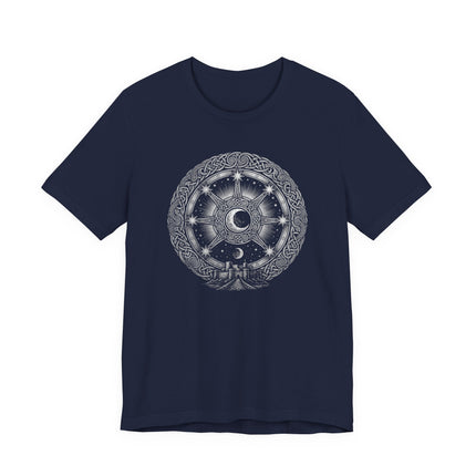 Arianrhod's Silver Wheel T-Shirt - Celtic Mythology Mystic Circle